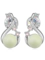 thumb Personalized Imitation Pearl White Crystals-studded Alloy Stud Earrings 1
