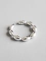thumb Sterling Silver simple elliptical bead free size ring 3