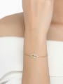 thumb Micro Pave Zircons Leave-shape Rose Gold Plated Bracelet 1