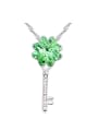 thumb Personalized Flowery austrian Crystal Key Pendant Alloy Necklace 0