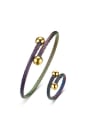 thumb Exquisite Multi-color Gold Plated Titanium Two Pieces Jewelry Set 0