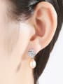 thumb 925 Sterling Silver With Platinum Plated Personality Flower Drop Earrings 3