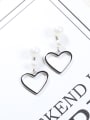 thumb Fashion Hollow Heart-shaped White Imitation Pearls 925 Silver Stud Earrings 0