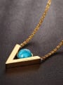 thumb Fashion Letter V Shaped Turquoise Stone Titanium Necklace 2