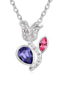 thumb Personalized austrian Crystals-covered Flower Pendant Alloy Necklace 4