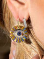 thumb Copper With Gold Plated Classic Asymmetry  Evil Eye Cluster Earrings 1