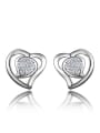 thumb Fashion Little Heart Cubic Rhinestones 925 Sterling Silver Stud Earrings 1