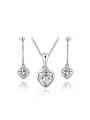 thumb All-match Platinum Plated Austria Crystal Heart Two Pieces Jewelry Set 0