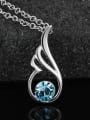 thumb Elegant Hollow Angel Wing Blue Crystal 925 Sterling Silver Pendant 1