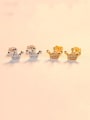 thumb 925 Sterling Silver With  Cubic Zirconia Simplistic Crown Stud Earrings 2