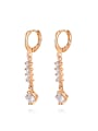 thumb Fashion White Zircon Champagne Gold Plated Earrings 0