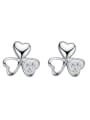 thumb Tiny Little Heart Shiny Zirconias 925 Silver Stud Earrings 0