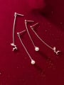 thumb 925 Sterling Silver With Platinum Plated Simplistic Elk Threader Earrings 1