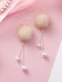 thumb Alloy With Imitation Gold Plated Bohemia Round  Plush Ball Drop Earrings 2