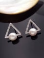 thumb Freshwater Pearl Hollow Triangle stud Earring 1
