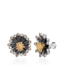 thumb Creative Chrysanthemum Shaped 18K Gold Plated Rhinestone Stud Earrings 0