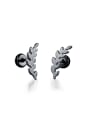 thumb Fashion Titanium Leaf Smooth Stud Earrings 0