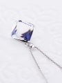 thumb 18K White Gold S925 Sterling Silver Crystal Square-shaped Necklace 2