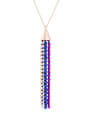 thumb Colorful Glass Beads Long Tassel Sweater Necklace 3