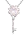 thumb Personalized Flowery austrian Crystal Key Pendant Alloy Necklace 2