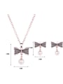 thumb Alloy Rose Gold Plated Fashion Artificial Pearl Bowknot Two Pieces Jewelry Set 2