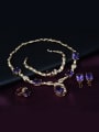 thumb Alloy Imitation-gold Plated Fashion Artificial Gemstones Four Pieces Jewelry Set 1