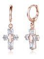 thumb Fashion Square Zirconias Cross Copper Earrings 2