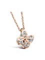 thumb Simple Flower Cubic Rhinestones Titanium Necklace 0