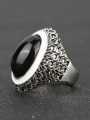 thumb Retro style Antique Silver Plated Black Resin stone Alloy Ring 2