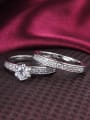 thumb Delicate 18K Platinum Plated Round 4A Zircon Ring Set 1