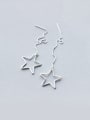 thumb S925 Silver Lines Hollow Star drop threader earring 0