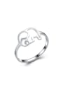 thumb Hollow Lovely Elephants Silver Women Ring 0