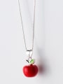 thumb 925 Sterling Silver With Platinum Plated Cute Friut apple chrismas Necklaces 2