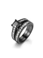 thumb Luxury Black Gun Plated Square Shaped Zircon Ring Set 0