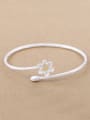 thumb Simple Flower Silver Opening Bangle 0