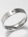 thumb Stainless Steel With White Gold Plated Simplistic Cross Band Rings 1