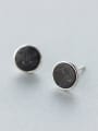 thumb S925 silver retro synthesis round turquoise stud Earring 1