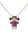 thumb Copper With  Cubic Zirconia Cute girl and boy Necklaces 4