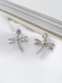 thumb Sterling Silver with tiny Zirconia Dragonfly ear studs 2