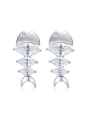 thumb Personalized Marquise Zirconias Fish Bone 925 Silver Stud Earrings 0