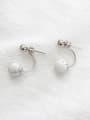 thumb Fashion White Turquoise stone Little Smooth Bead Silver Stud Earrings 0