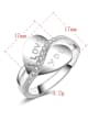 thumb Heart-shape Zircons Silver Plated Copper Ring 1