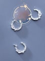 thumb 925 Sterling Silver With Platinum Plated Delicate Geometric Semicircle Charms 3