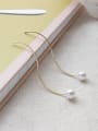 thumb Sterling silver  simple S type imitation pearl  ear wire 2