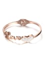 thumb Exquisite Rose Gold Plated Heart Shaped Rhinestones Bangle 0