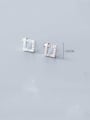 thumb 925 Sterling Silver With  Cubic Zirconia Cute Square Stud Earrings 2