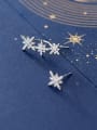 thumb 925 Sterling Silver With Platinum Plated Fashion Asymmetry Snowflake Stud Earrings 2