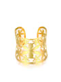 thumb Exquisite Gold Plated Open Design Flower Shaped Titanium Bangle 0