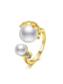 thumb Elegant Open Design 18K Gold Plated Artificial Pearl Ring 0