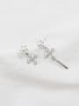 thumb Fashion White Artificial Pearl Cubic Zircon Cross Silver Stud Earrings 3